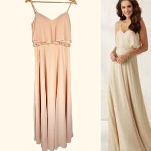 Mori Lee Blush Pink Formal Chiffon Gown Maxi Dress Sleeveless Women's Size 12